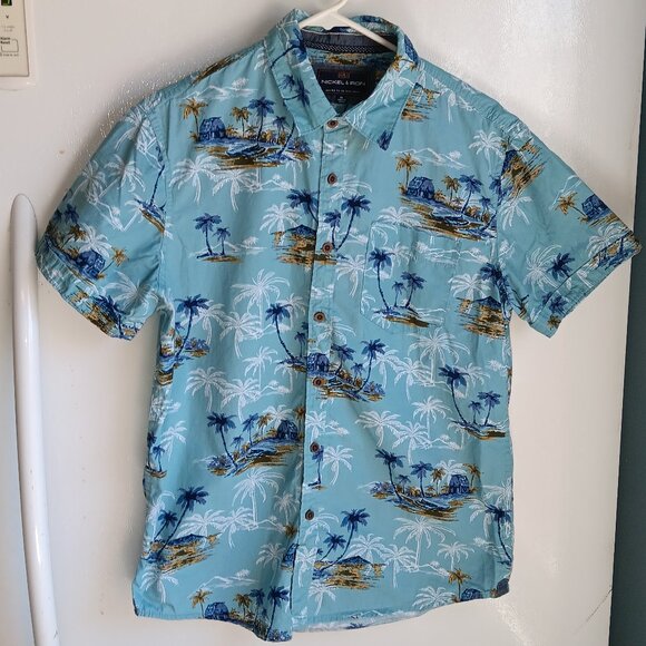 Nickel & Iron Men's size Medium Short Sleeve Button Down‎ Collared Shirt C6 - Picture 1 of 4